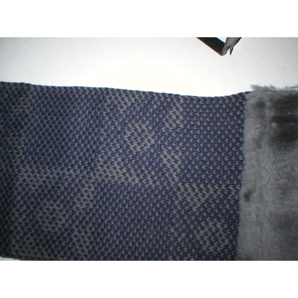 New 65 x 10 Australia Luxe Scarf Long Gray Blue Skull Dove Shearling Fur Womens - Picture 8 of 8